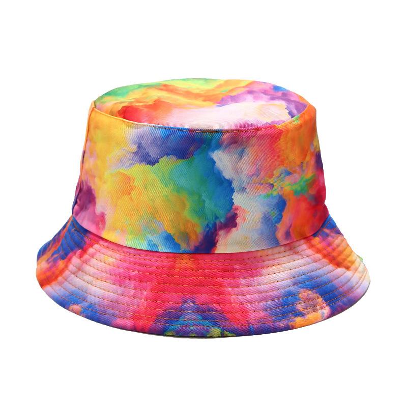 3D Printed Pattern Fisherman Hat Tie Dye Double-sided Basin Hat for Men Women Summer Outdoor Sun Protection Sunshade Hat