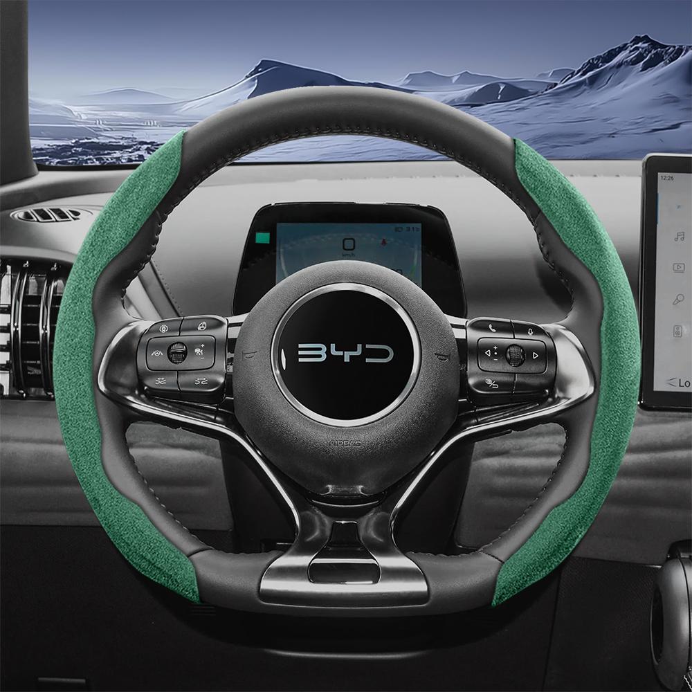 Suitable for Byd Sports Suede Steering Wheel Covers with Split Snap-On Design for Models Such as Atto 3 2 Dolphin Seal Sealion Han Song Qin Plus