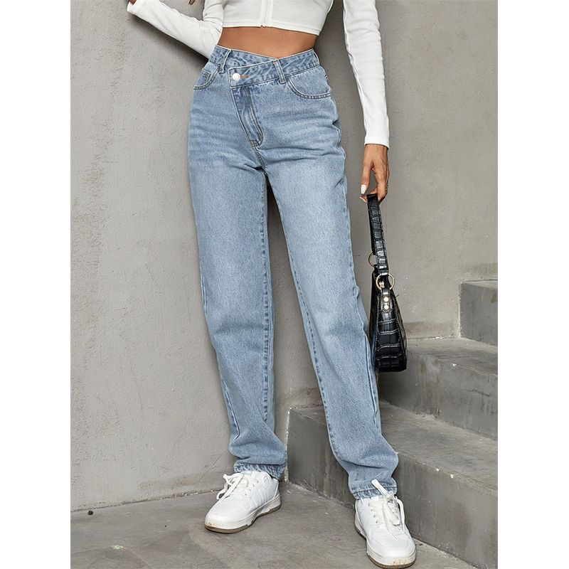 

Европейская и американская мода Повседневные джинсы брюки с высокой талией Женская мода Джинсовые брюки Джинсы Женские Blue XS