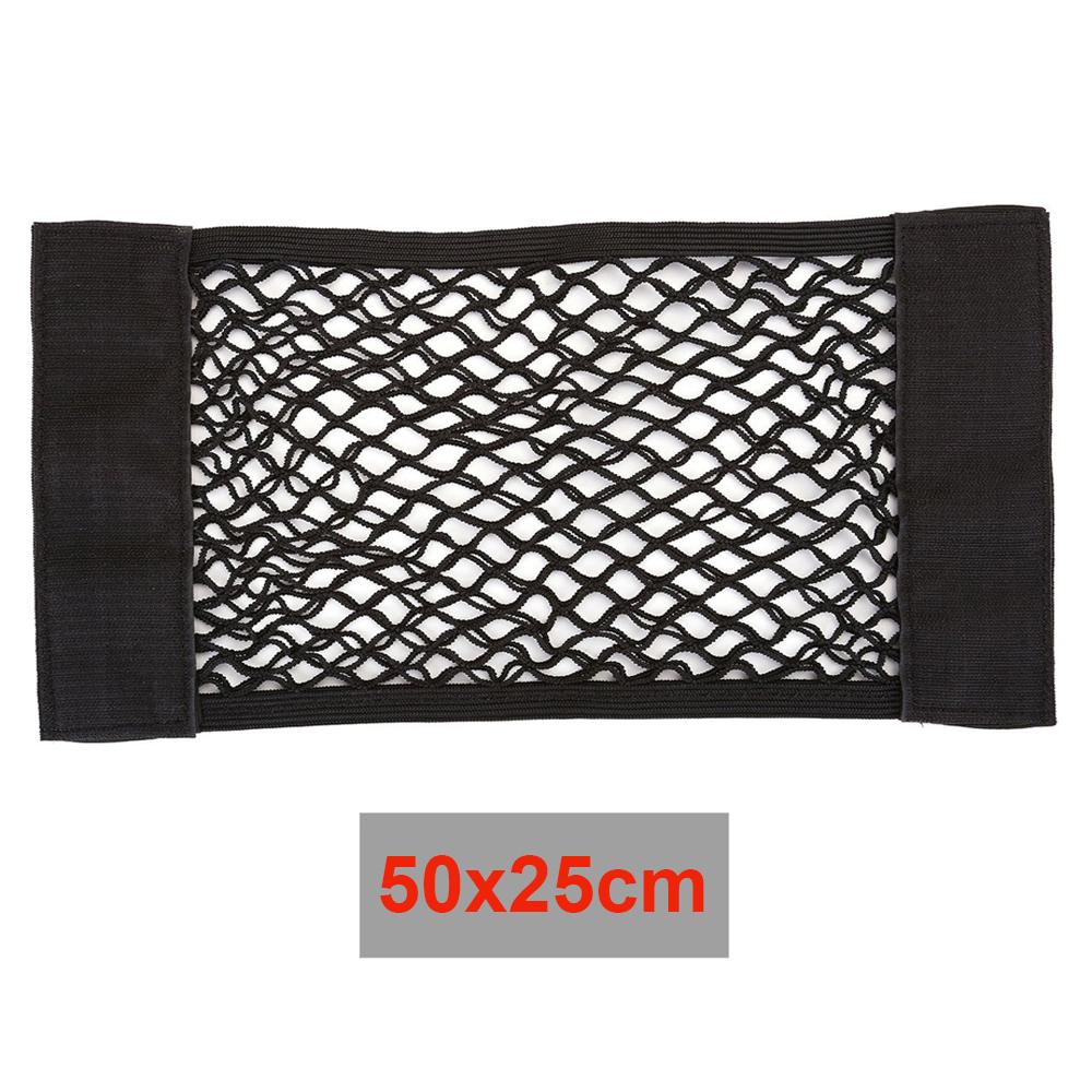 Car Seat Back Cargo Mesh Elastic String Net Magic Sticker Universal Storage Bag Pocket Cage Auto Organizer