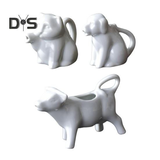 Urcior din ceramică pentru smântână, ulcior de lapte în formă de vacă, pentru cafea, ceai, ciocolată caldă, design animal drăguț, ușor de curățat, accesoriu pentru masă de bucătărie