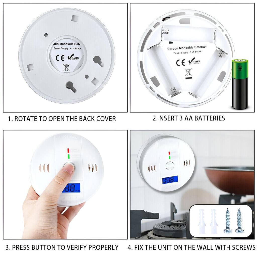 CO Carbon Monoxide Detector 2PCS
