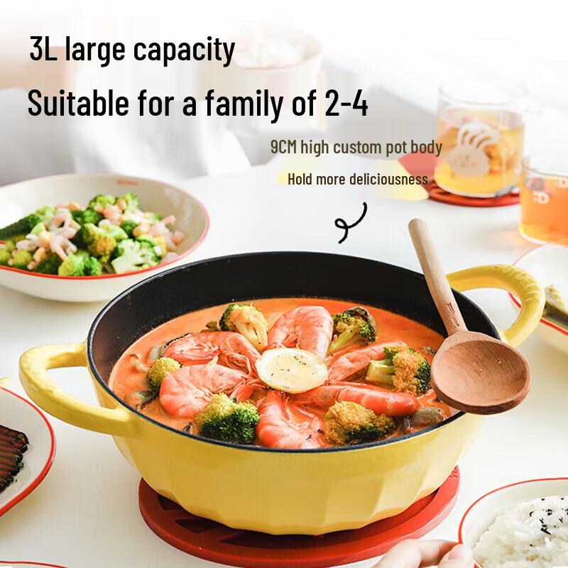 Buydeem 24cm Enamel Cast Iron Stew Pot
