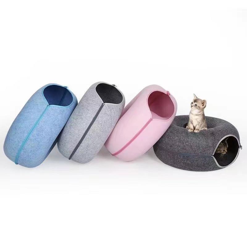 Four Seasons Pet Breathable Donut Cat Bed Zipper Closure Interactive Cat Litter Cat Training Toy Pet Supplies Accessories