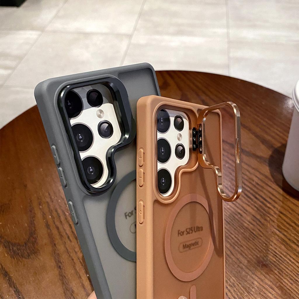 For Samsung Metal Bracket Magnetic Phone Case for Apple Protective Case Tpupc Metal Magnetic Bracket Protective Case