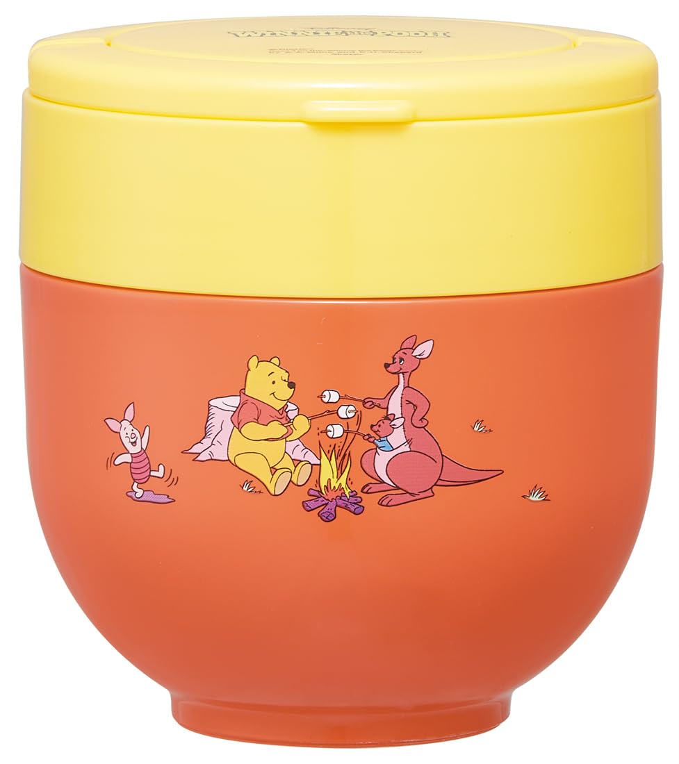 

Skater Insulated Lunch Box, Rice Bowl Shape, 540ml, Women s, Two-Tier, with Folding Handle, Disney Retro Winnie the Pooh Design, LDNO6AG-A