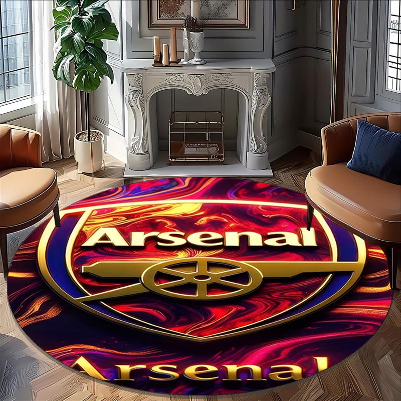 1pc A-Arsenal Carpet, Round Rug, Comfortable, Suitable for Entryways, Living Rooms, Office, And Bedrooms, Christmas Decoration