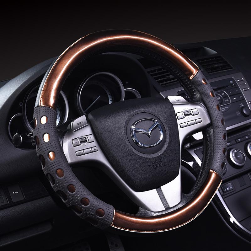 Universal Non-slip Car Steering Wheel Cover, All-Season Soft Grip, Colorful Rain Curtain Grid, Fits 38cm Diameter, Sweat-absorbent