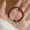 PANJBJ 925 Sterling Silver Red Agate Bead Bracelet for Women Fish Shape Retro Bead Design Versatile Jewelry Gifts Dropshipping
