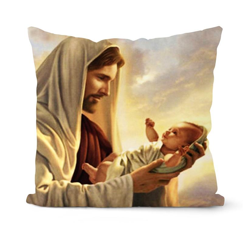 Home Decor Vintage Jesus Eckkissenbezug Christlicher Kissenbezug Heim Sofa Stuhl Deko Kissenbezug