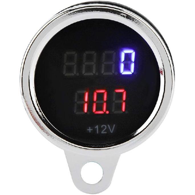 Mini Motorcycle Tachometer,Motorcycle Mini Tachometer Red Backlight,Motorcycle Tach Led Rpm Gauge Tachometer,2 in 1 Motorcycle Led Digital Voltmeter