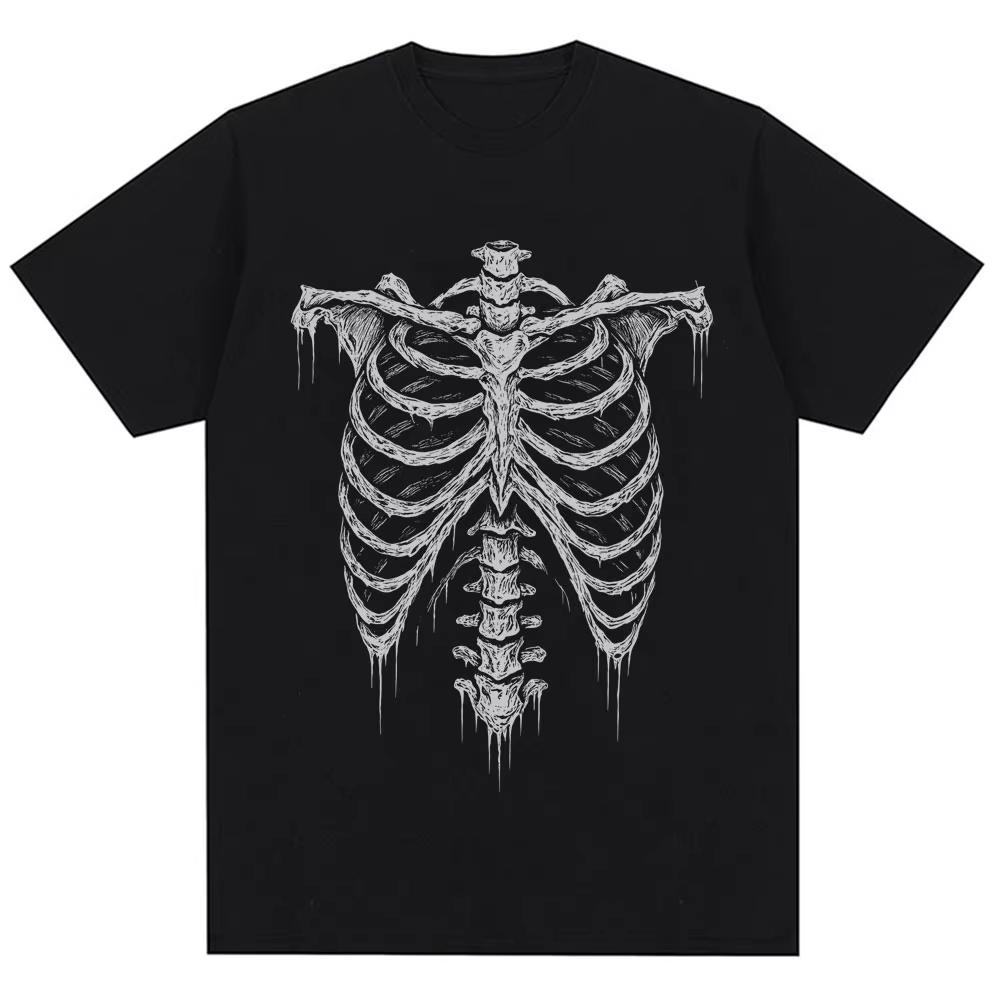 90s Vintage Style Rib Cage Graphic T Shirts Men Women Punk Y2k Harajuku Summer T-shirts Hip Hop Streetwear Oversized Tshirt 4XL