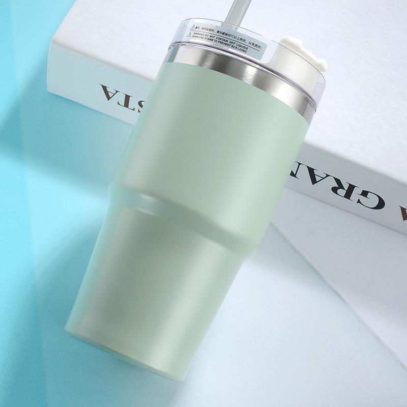 Car Cup, Double-layer Straw Cup, Vacuum Outdoor Car Cup, Thermal Insulation, Cold Insulation, Coffee Cup, Beautiful Appearance