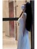 French Summer 2026 White Spaghetti Strap A-line Dress: Waist-Cinching, Long, for Petite Women