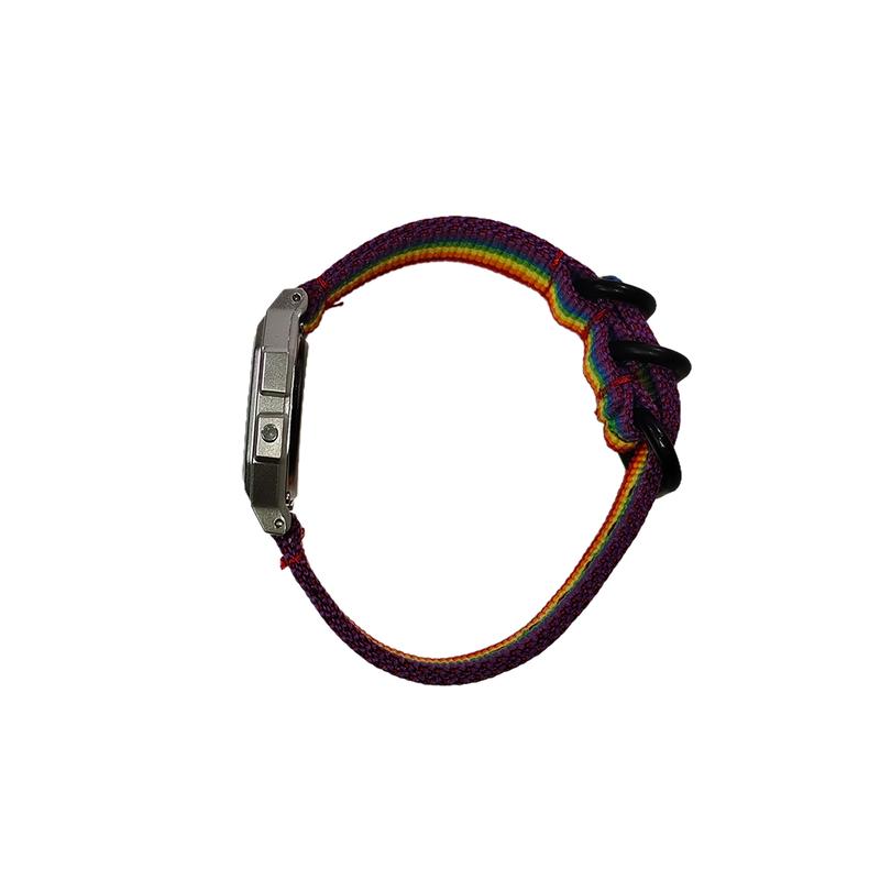 CASIO Customized watch modified series black resin case life waterproof F-91WG-9 modified-Snake Ni Quartz nylon strap F-91WG-CaiSeBiaoDaiHeSeBiaoJing