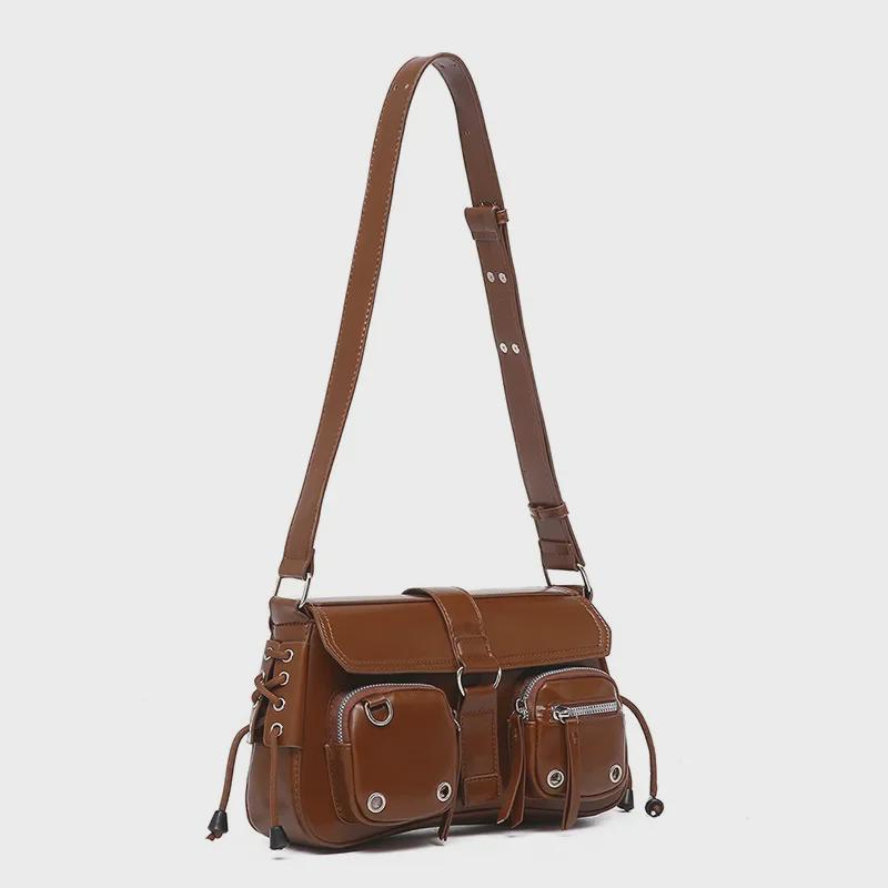 Textured Trendy Hot Girl 2024 Baguette Shoulder & Messenger Motorcycle Bag