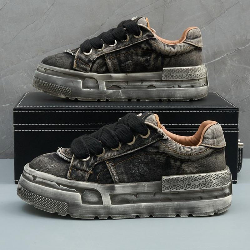 Fashion Retro Denim Sneakers Mens Summer Trend Casual Board Shoes Comfortable Platform Heightening Men Running Shoes Erkek Spor Ayakkabä
