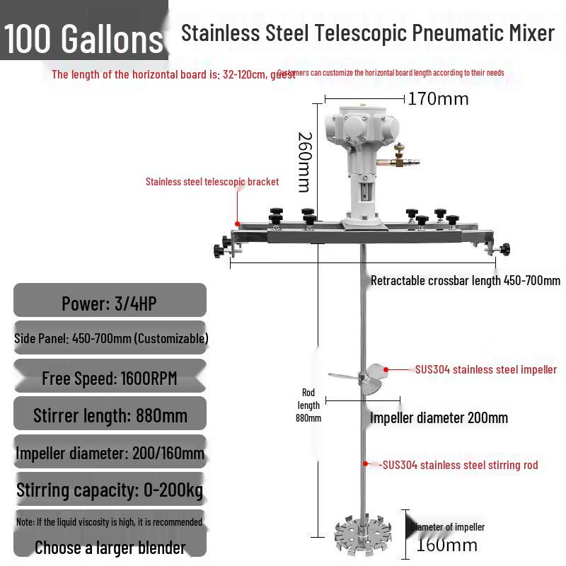 100 Gallon Stainless Steel Pneumatic Glue Mixer