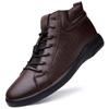 Man Genuine Leather Black Sneakers Casual Shoes Luxury Brand Italian Style Male Footwear Ankle Boots For Men Lace-Up Men'S Boots