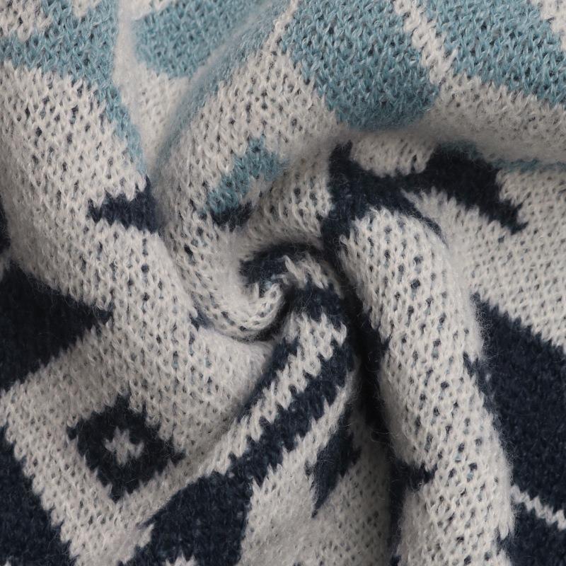Women Vintage Nordic Style Long Sleeve Knit Sweater Snowflake Pattern