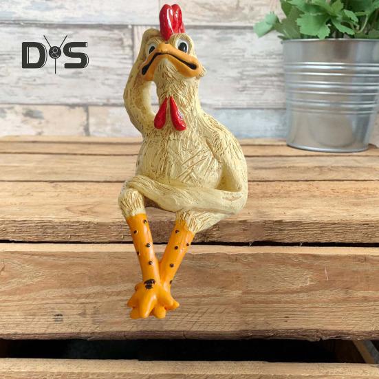 Sedící kuřátko figurka kreslená žlutá kuřecí soška socha pryskyřice slepice zvířecí model domácí kancelář police na knihy stolní dekorace ozdoba