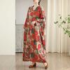 Colorful Travel V-neck Retro Long Skirt Cotton Linen Dress