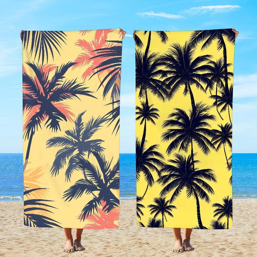 Handtuch Textil Bademantel Strand Illustration Schnelltrocknend Leicht Tragbar Camping Palmenmuster Schwimmbecken Baum Reisen
