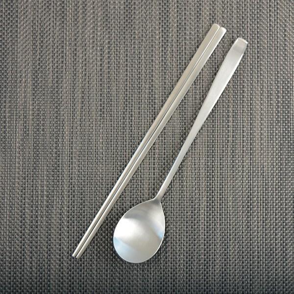 Willive domestically produced 304 stainless steel cutlery set of 10 matte, silver, spoon 10p + chopsticks 10p, Korean popular tableware