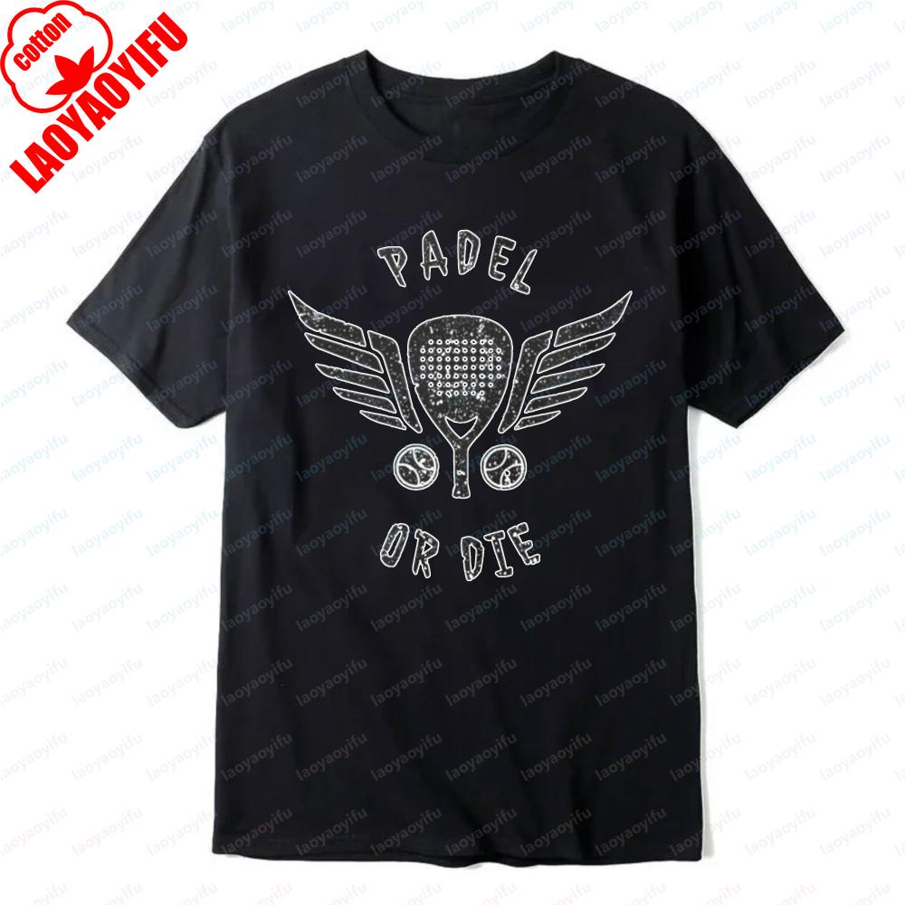 

Padel or Die with Wings and Racket Graphic Print TShirt Summer Outdoors Casual Sport Fashion Trendy Cotton Tops Women Clothes S