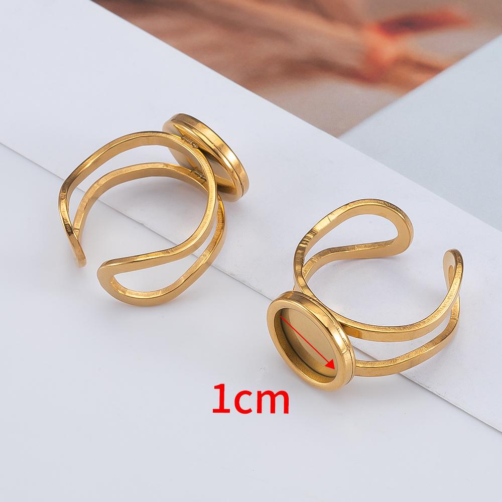 

4pcs Stainless Steel Round Ring Blank Tray Adjustable Open Finger Ring Setting 10-25mm Cabochon Base Bezel for DIY Jewelry Makin 4 Pcs