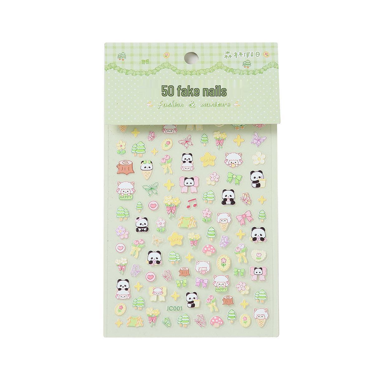 Luminous 5D Embossed Nail Stickers for Kids - Little Rabbit & Red Panda Designs, Waterproof & Decorative Decals for Nail Art