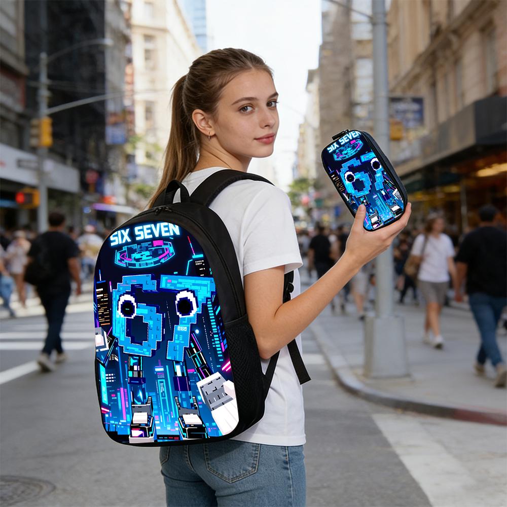 1/2/3/4/5pcs Cartoon Number 67 Print Backpack Set Lightweight Daily Large Capacity School Bag Travel Bag Children Perfect Gift