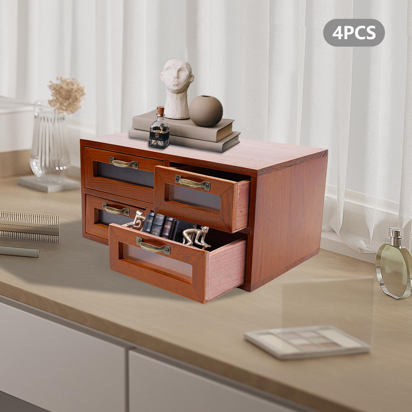 Набор винтажных деревянных органайзеров для ящиков из 4 предметов настольный ящик для хранения с 16 ящиками прямоугольный многоящичный органайзер для офисадома коричневый 30100₽