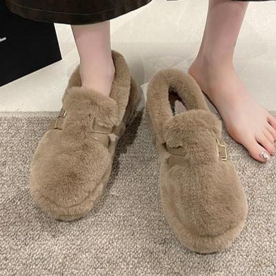 Fashion Women's Fluffy Flats Shoes Fashion Buckle Comfortable Winter Shoes 2025 New Trends Classical Casual Sneaker Walking Zapatillas