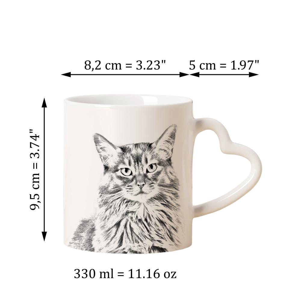 Somali – Cat mug, adorable heart-shaped handle mug | Art-Dog