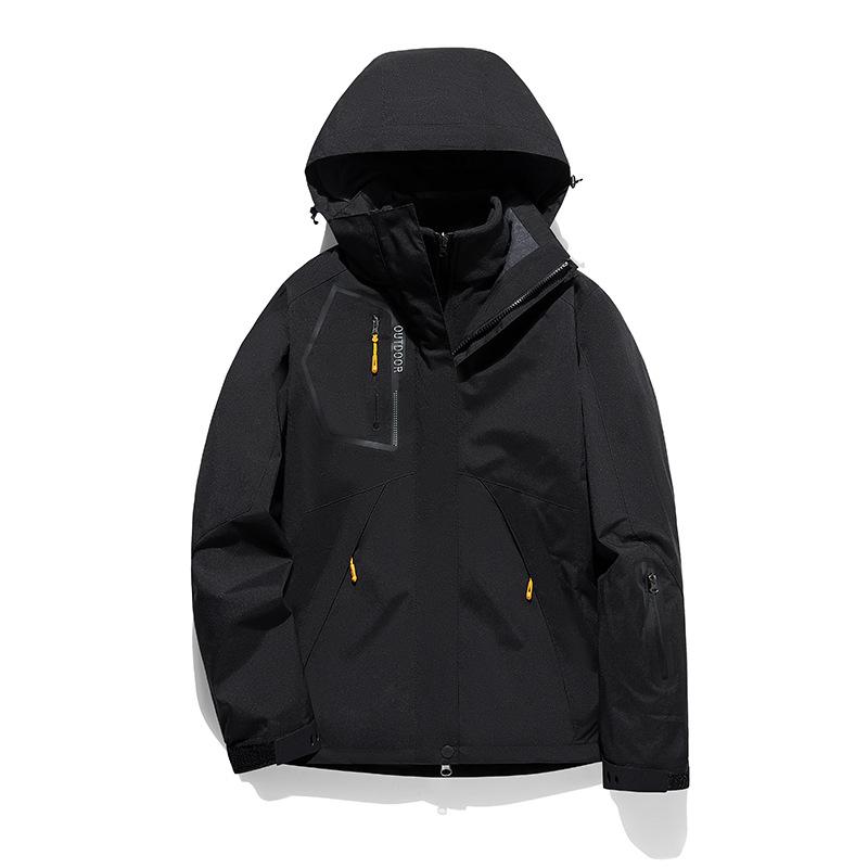 New Outdoor Mountaineering Jacket for Men, Three-in-one Detachable Autumn and Winter Velvet Thickened Jacket, Couple Style Jacket