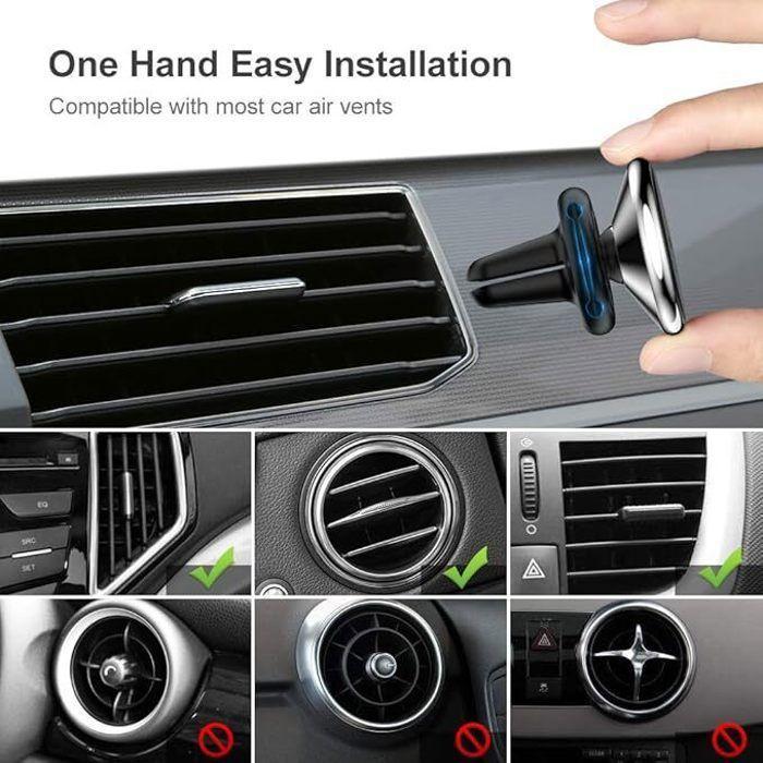 Support Telephone Voiture Magnetique pour Iphone Et Autres Smartphones,5 Plaques MéTalliques