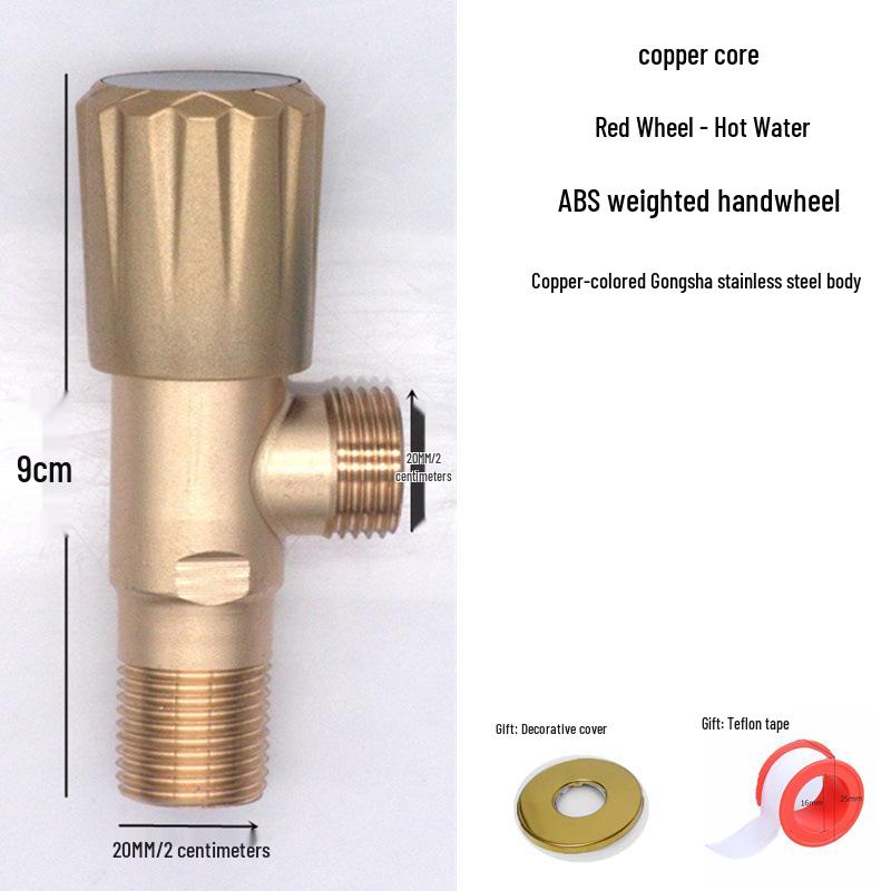 304 Stainless Steel Triangle Valve, One Inlet Two Outlet Water Heater Switch, Three-Way Toilet Stop Valve