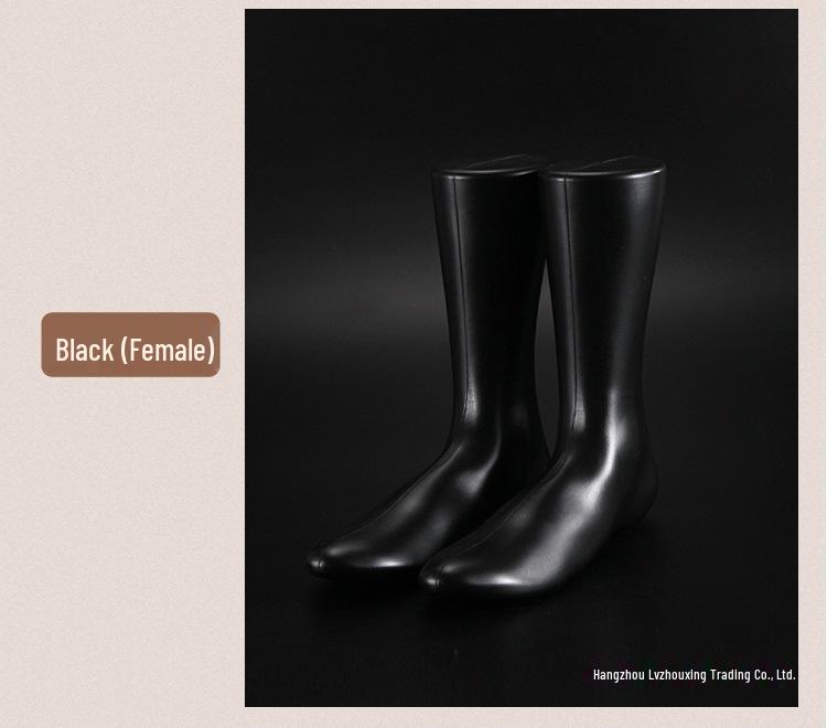 Black Plastic Foot Mannequin Model for Displaying Socks and Shoes - Male & Female Style, Flat-Bottomed, Ideal for Retail and Fashion Showcases.