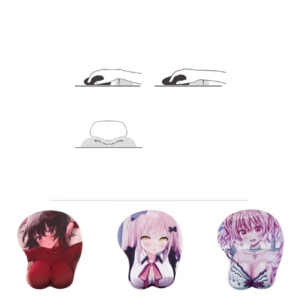 Kreatives und niedliches Anime-Mauspad mit 3D-Brustmotiv aus weichem Silikongelmaterial