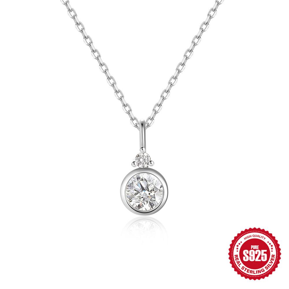 

Стильное и простое ожерелье из стерлингового серебра S925 с бриллиантами в классическом стиле для женщин, подарок на помолвку 925 Silver белого золота