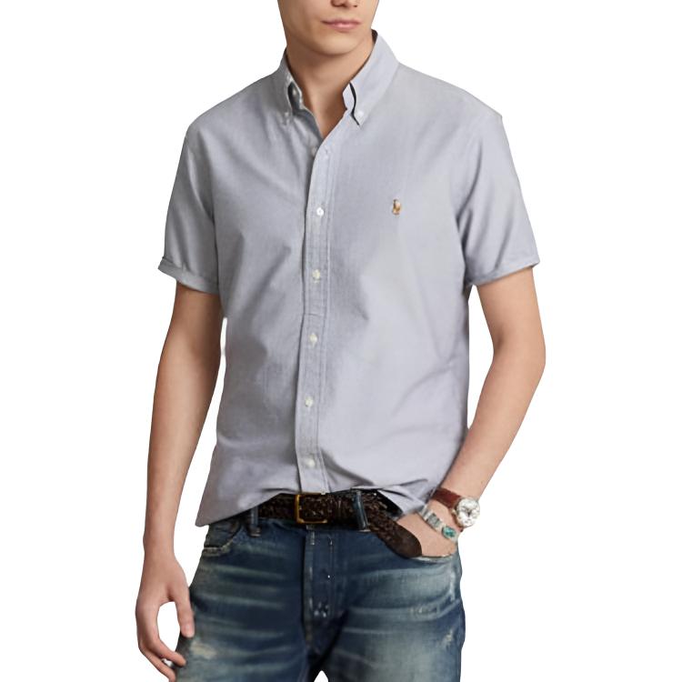 Polo Ralph Lauren Printed Single-Breasted Collar Pocket Short Sleeve Shirt Men Shirts Blue 710745385-003