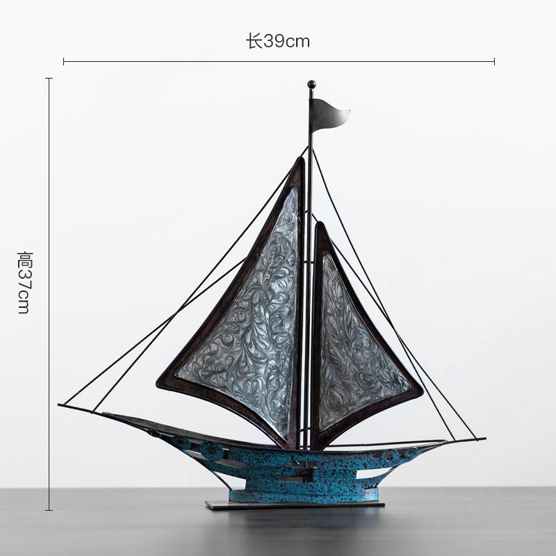 Metal Handicrafts Realistic Retro Sailboat Ornaments Handmade Statue Tabletop Boat Arrangement Home Decoration Accessories