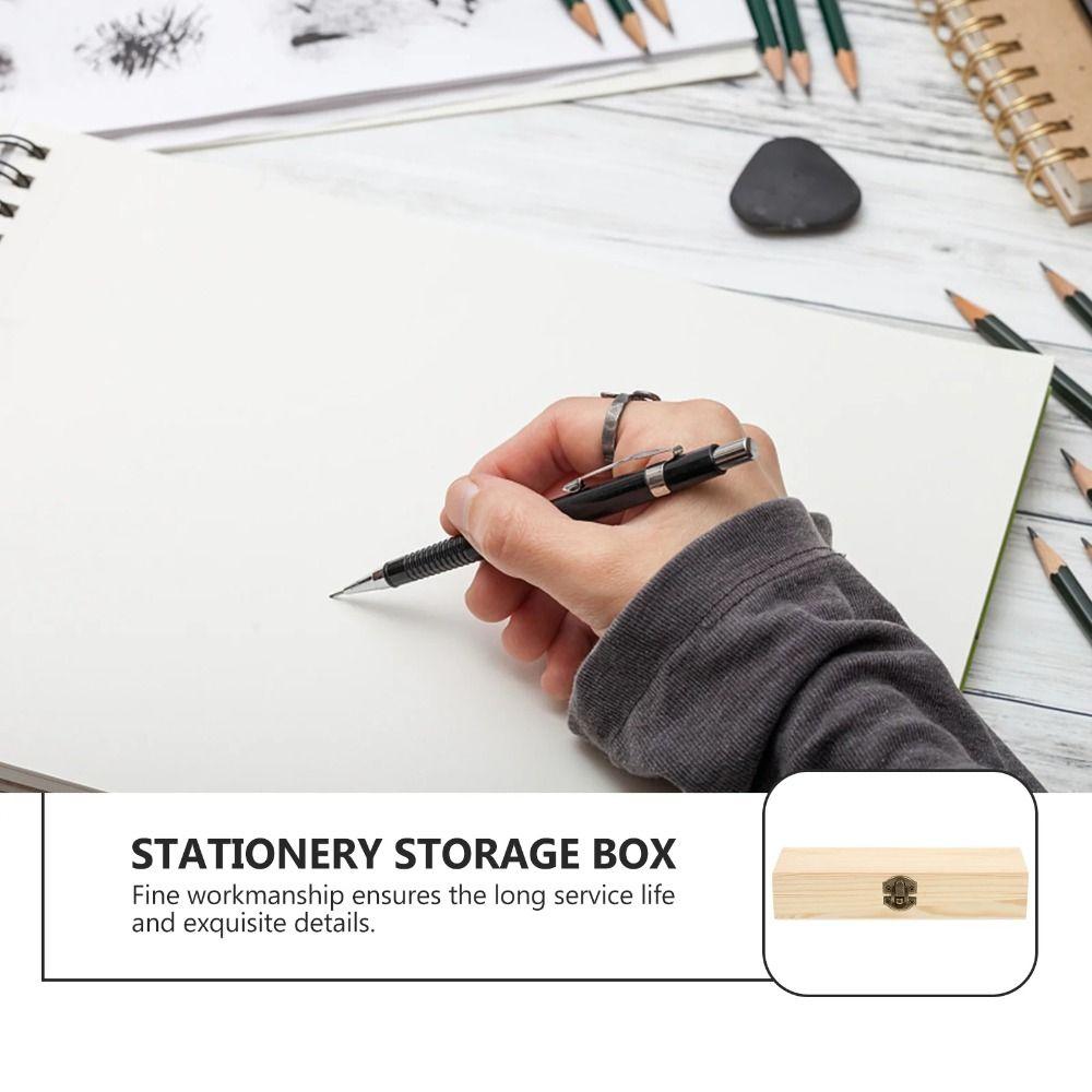 Makeup Organizer Wooden Pencil Box Unpainted Wooden Storage Box Stationery Box Office Bedroom