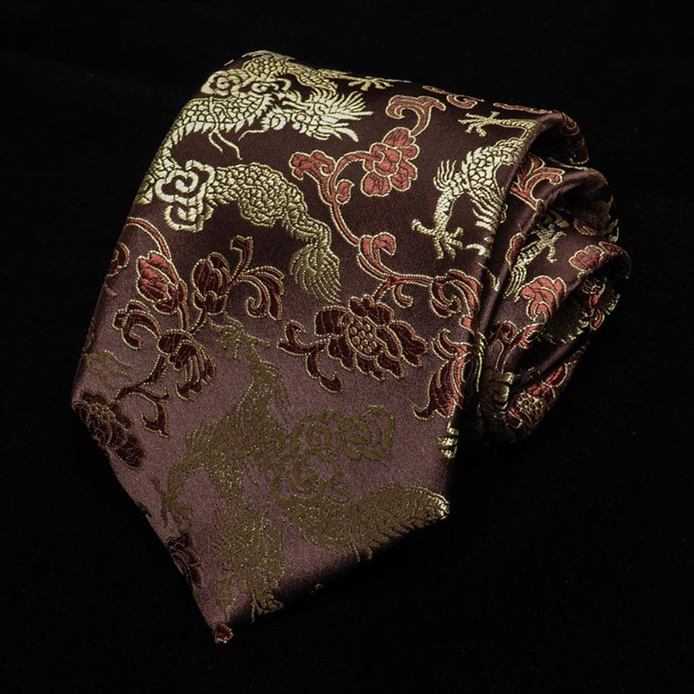 Adjustable Jacquard Silk Tie National Men Necktie Fashion Chinese Dragon Pattern Tie Wedding