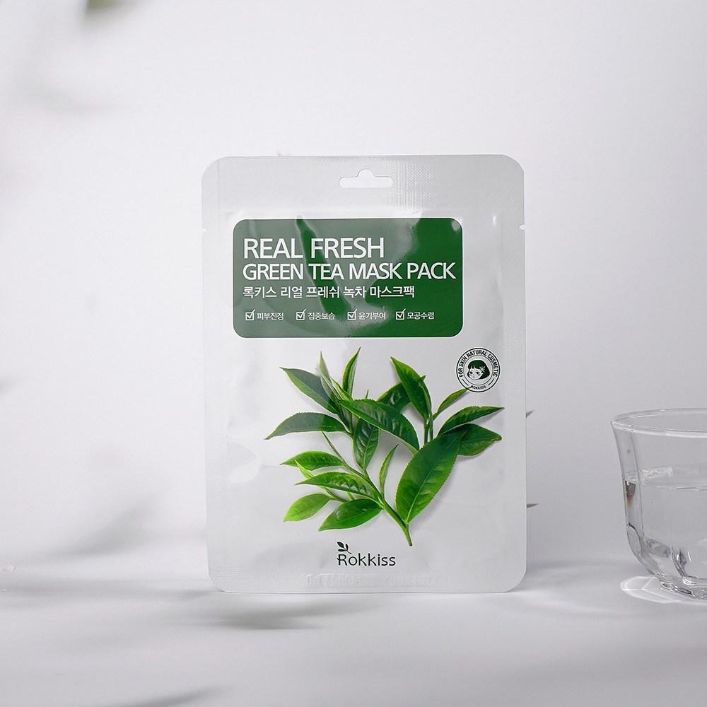 Rockies Real Fresh Mask Pack Woda Lodowcowa 10szt + Kolagen 10szt + Drzewo Herbaciane 10szt + Aloes 10szt + Zielona Herbata 10szt Zestaw, 1 zestaw