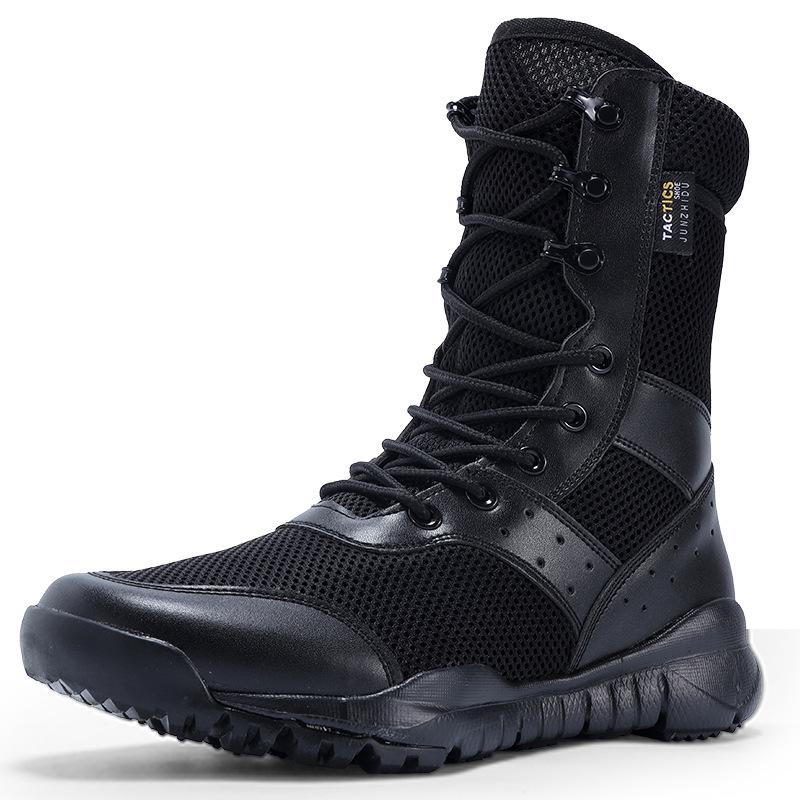 Men's Tactical Summer Desert High-Top Combat Boots - Shock Absorbing, Breathable, Military-Inspired Footwear.