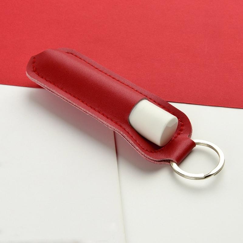 Lipstick Lip Gloss Bag Keychain Holder PU Leather Chapstick Pouch Keyring Portable Lip Balm Packaging Cover Key Chain