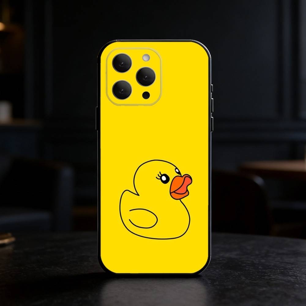 Yellow Duck Cute Phone Case For iPhone 17,16,15,14,13,12,11 Plus,Pro Max,SE4Soft Silicone Black Cover
