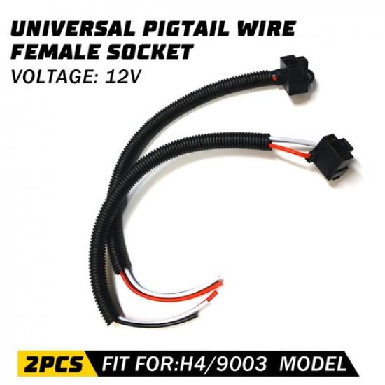 Extension Wire Pigtail Female 9003 H4 Two Harness Head Light Connector Plug